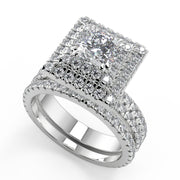 Carlee Double Halo Pave Gala Cushion Cut Diamond Engagement Ring - Nivetta